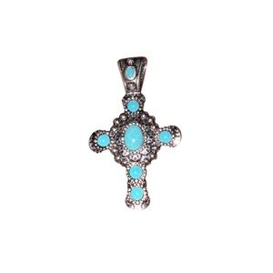 Elegant Turquoise•Silver Cross Pendant